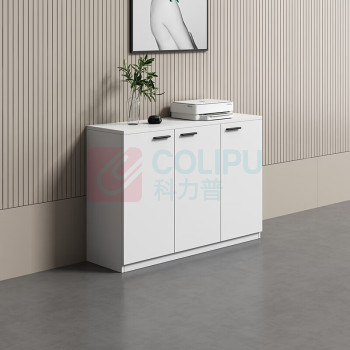 东业家具 办公室文件柜 120*40*60mm 3门柜 5组 (白色) 矮柜档案柜木质储物柜