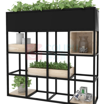 宁上 简约铁艺隔断置物架落地式办公室实木书架子餐厅客厅收纳展示架柜 90CM*25CM*90+20CM