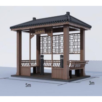 军成富康 仿古木四角亭(吸烟亭) 约3000*5000*2800