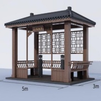 皇埔 仿古木四角亭(吸烟亭) 约 3000*5000*2800