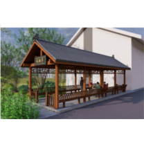 皇埔 仿古木制长廊 含古建瓦 防腐木护栏和木地板 可定制