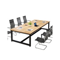 东业家具 会议桌椅组合 2.0米 +6把椅子现代简约办公长条员工会议桌椅组合