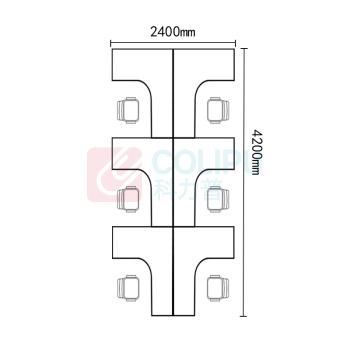 中伟 ZHONGWEI 简约现代屏风办公桌电脑桌卡座出字型六人位 出字型 4200*2400*1100H (图片色)