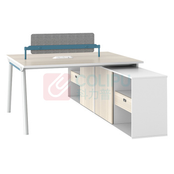 中泰 双人财务屏风工位职员桌卡座 J-AT-GE14 1400W*2400D*750H (浅色橡木+肤感白)