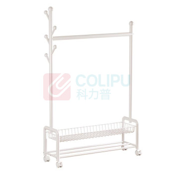 溢彩年华 卧室衣帽架(碳钢) YCC1255-WH 68×35×172cm,承重50kg (月光白) 自行安装