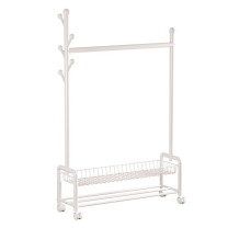 溢彩年华 卧室衣帽架(碳钢) YCC1255-WH 68×35×172cm,承重50kg (月光白) 自行安装