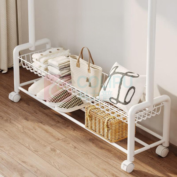 溢彩年华 卧室衣帽架(碳钢) YCC1255-WH 68×35×172cm,承重50kg (月光白) 自行安装
