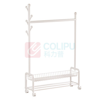 溢彩年华 卧室衣帽架(碳钢) YCC1256-WH 86×35×172cm,承重50kg (月光白) 自行安装