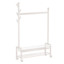 溢彩年华 卧室衣帽架(碳钢) YCC1256-WH 86×35×172cm,承重50kg (月光白) 自行安装