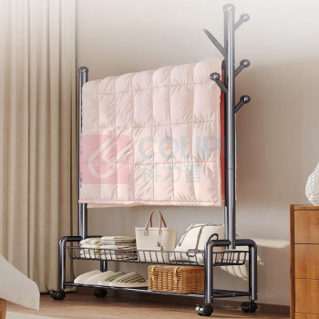 溢彩年华 卧室衣帽架(碳钢) YCC1256-GY 86×35×172cm,承重60kg (暗夜黑) 自行安装