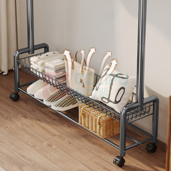 溢彩年华 卧室衣帽架(碳钢) YCC2443-GY 105×35×172cm,承重60kg (暗夜黑) 自行安装