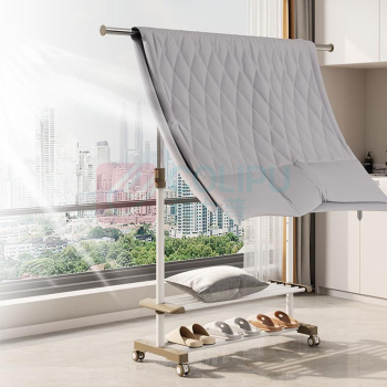溢彩年华 可调节落地式晾衣架(碳钢) YCC2518-CO 150×44×158cm,承重30kg (卡其色) (自行安装)