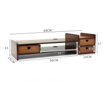 倍方 电脑显示器增高架+三抽屉+置物架 72754 W690*D230*H170mm (茶色)