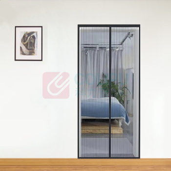 安赛瑞 纱窗门帘(可收纳) 5B00015 110x210cm (黑色条纹)
