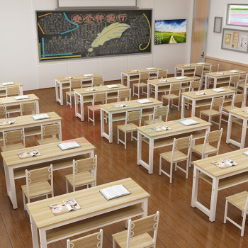 东业家具 书桌学习桌课桌椅双人培训学习桌椅组合一桌两椅 1200*500*800mm