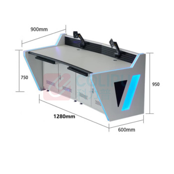 东业家具 金属二联监控室操作台 1280*750(900)*900 公差±50mm 深度900 台面H750 带屏风高度900 公差±50mm