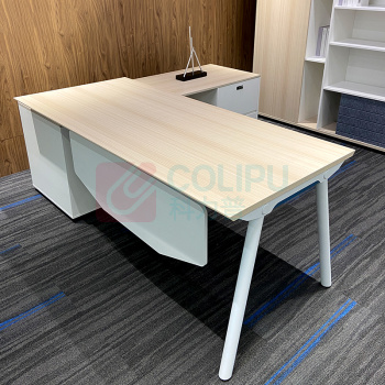 中泰 老板桌办公桌办公桌木质 J-AT-BB16R 1600W*1600D*750H (浅色橡木+肤感白)