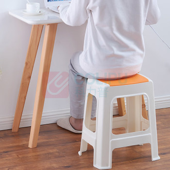 好尔 haoer 塑料凳子客厅厨房可叠摞家用高凳子加厚 33*23.5cm 高40cm (蓝色)