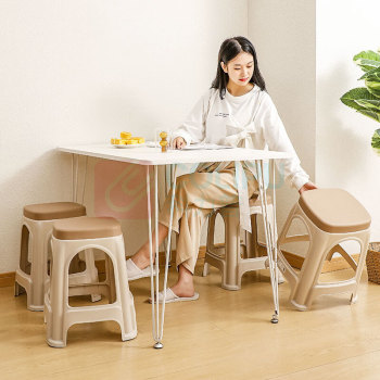 侑家良品 凳子 37.5cm*37.5cm*46.5cm 4张/件 (卡其色)