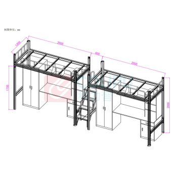 鑫创冠 员工宿舍上床下桌组合 2M120 (白色) 单张床、可做落地步梯,中步梯可1连2,含床体、书桌、桌下柜