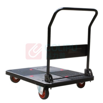 君宏 单层300公斤PU轮折叠扶手推车 JH300P-DX-BK 900*600*890MM 承重:300kg (黑色) (不含运费)