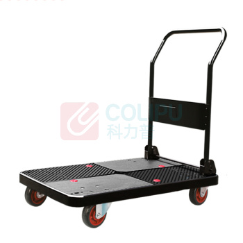 君宏 单层300公斤PU轮折叠扶手推车 JH300P-DX-BK 900*600*890MM 承重:300kg (黑色) (不含运费)