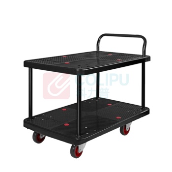 君宏 300公斤双层单扶手推车 JH300-T2-BK 900*600*910MM 承重300KG (黑色) (不含运费)