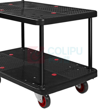 君宏 300公斤双层单扶手推车 JH300-T2-BK 900*600*910MM 承重300KG (黑色) (不含运费)