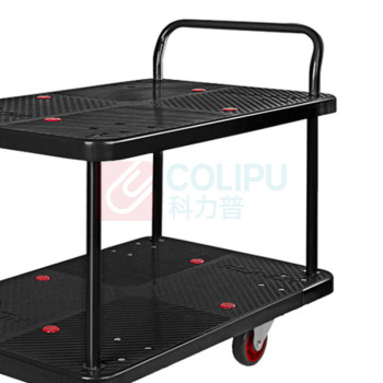 君宏 300公斤双层单扶手推车 JH300-T2-BK 900*600*910MM 承重300KG (黑色) (不含运费)