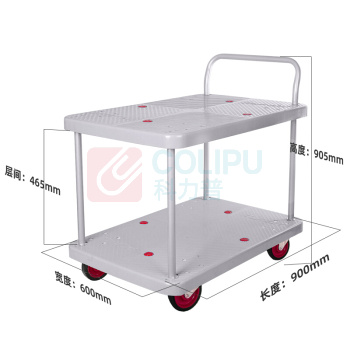 君宏 300公斤双层单扶手推车 JH300-T2-G 900*600*910MM 承重300KG (灰色) (不含运费)