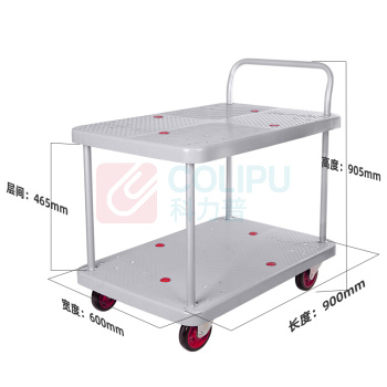 君宏 300公斤双层单扶手推车 JH300P-T2-G 900*600*910MM 承重300KG (灰色) (不含运费)