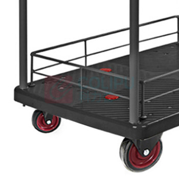 君宏 150公斤双层双护栏双扶手推车 JH150-T2-HL2-D-BK 720*480*890MM 承重:150KG (黑色) (不含运费)
