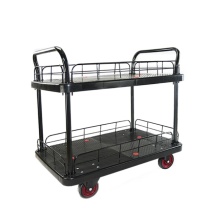 君宏 300公斤双层双护栏双扶手推车 JH300-T2-HL2-D-BK 900*600*910MM 承重300KG (黑色) (不含运费)