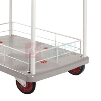 君宏 300公斤双层双护栏双扶手推车 JH300-T2-HL2-D-G 900*600*910MM 承重300KG (灰色) (不含运费)