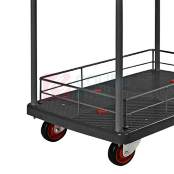 君宏 150公斤双层双护栏双扶手推车 JH150P-T2-HL2-D-BK 720*480*890MM 承重:150KG (黑色) (不含运费)
