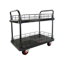 君宏 300公斤双层双护栏双扶手推车 JH300P-T2-HL2-D-BK 900*600*910MM 承重300KG (黑色) (不含运费)
