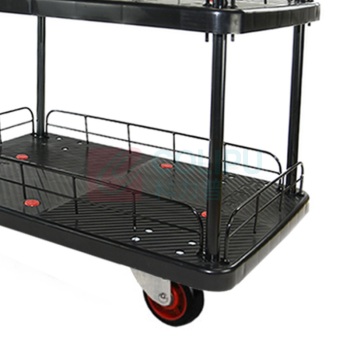 君宏 300公斤双层双护栏双扶手推车 JH300P-T2-HL2-D-BK 900*600*910MM 承重300KG (黑色) (不含运费)