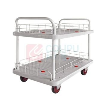 君宏 300公斤双层双护栏双扶手推车 JH300P-T2-HL2-D-G 900*600*910MM 承重300KG (灰色) (不含运费)