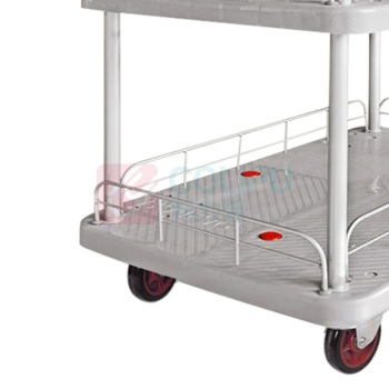 君宏 300公斤双层双护栏双扶手推车 JH300P-T2-HL2-D-G 900*600*910MM 承重300KG (灰色) (不含运费)