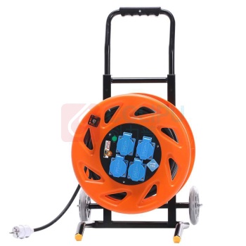 野狼 YELANG 小车350电缆盘(220V欧标) YL-35GYS-0950 3*1.5*50m (橙色) 电缆价格随铜价波动