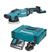 牧田 MAKITA 牧田 DPO500锂电池充电式轨道砂光机抛光机打磨机砂磨机125mm18V4.0Ah两电一充