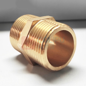 安赛瑞 双外丝黄铜直接头(3个装)国标全铜对丝水管直接头 直通对丝