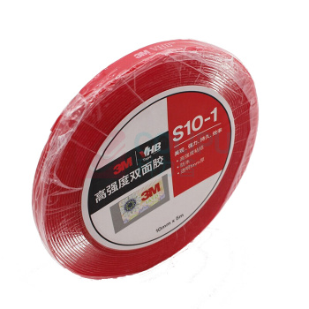 3M 双面胶VHB高强度丙烯酸泡棉透明胶带防水耐热车用双面胶厚1MM长5M宽10毫米S10-1