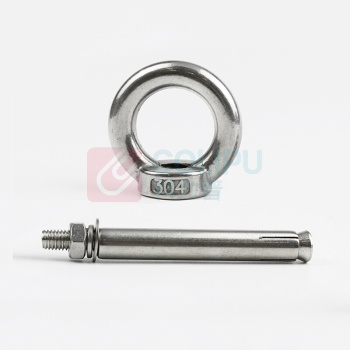 安赛瑞 304不锈钢带圈膨胀吊环螺丝 22871 M6×50mm(5个装)