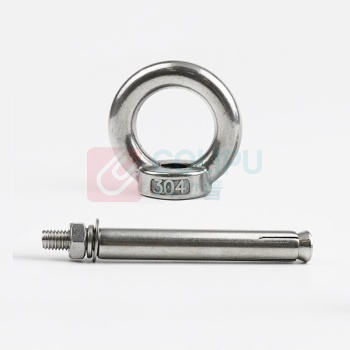 安赛瑞 304不锈钢带圈膨胀吊环 带环膨胀螺丝 22883 M10×60mm(5个装)