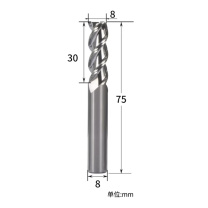 昂达 ONDA 三刃铝用铣刀 8*30*75L