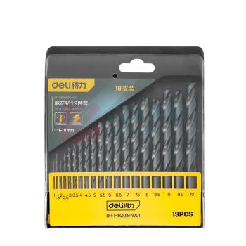 得力工具 麻花钻套装19件套 DH-MHZ019-WD1 1-10mm (黑)