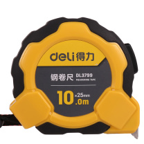 得力 deli 钢卷尺自锁 DL3799 10mx25mm (黑黄色)