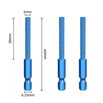戴恩工具 六角柄金刚砂磨头圆柱平头 5*6mm