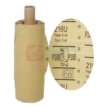 3M 粘胶砂纸 216U 180# 直径127mm 175张/卷 (黄色) 材质氧化铝